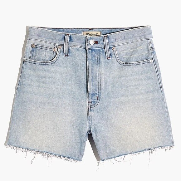 Madewell The Momjean Short in Fitzgerald Wash Light Wash Cutoff Women’s Size 24 - Picture 2 of 14
